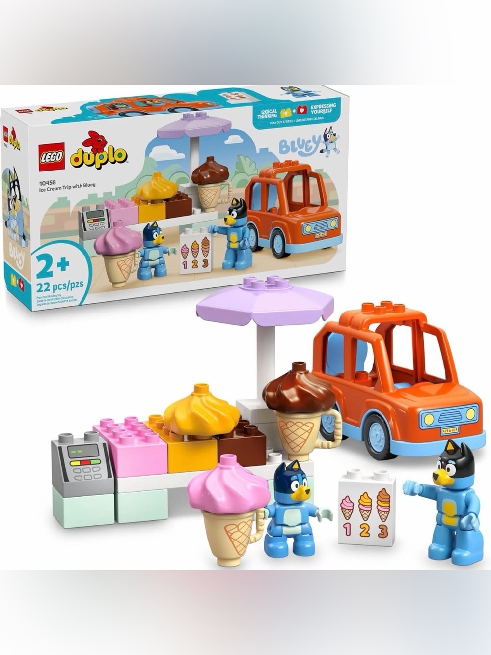 Like New LEGO DUPLO Bluey Ice Cream Trip Set 10458 – Complete 22 Pieces